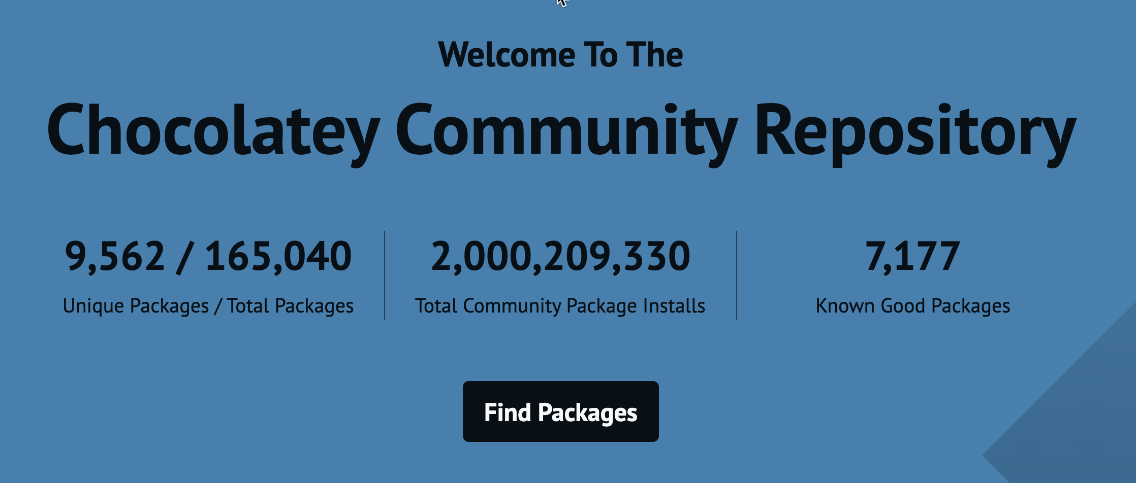 Chocolatey Chocolatey Repository package download counter showing over 2 billion package downloads'