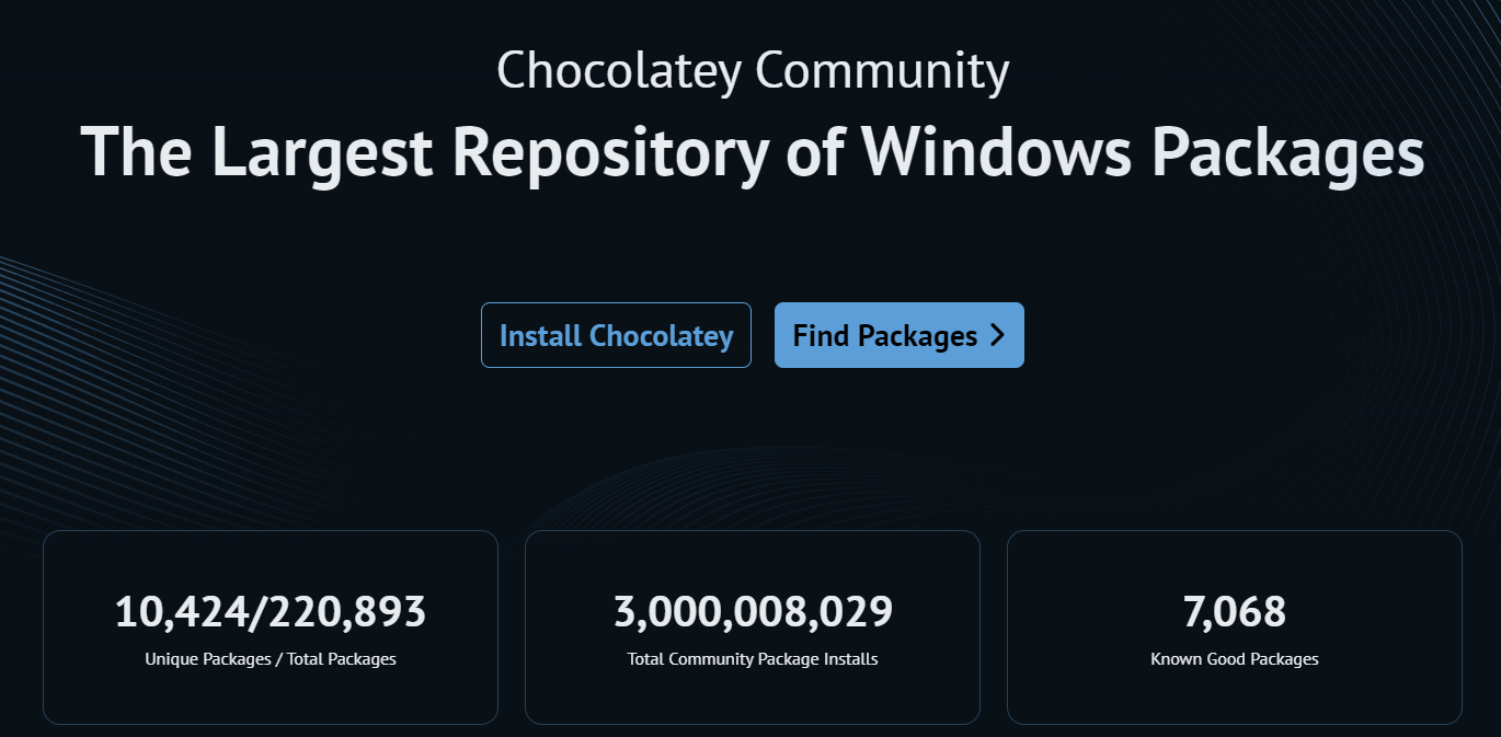 Chocolatey Chocolatey Repository package download counter showing over 3 billion package downloads'