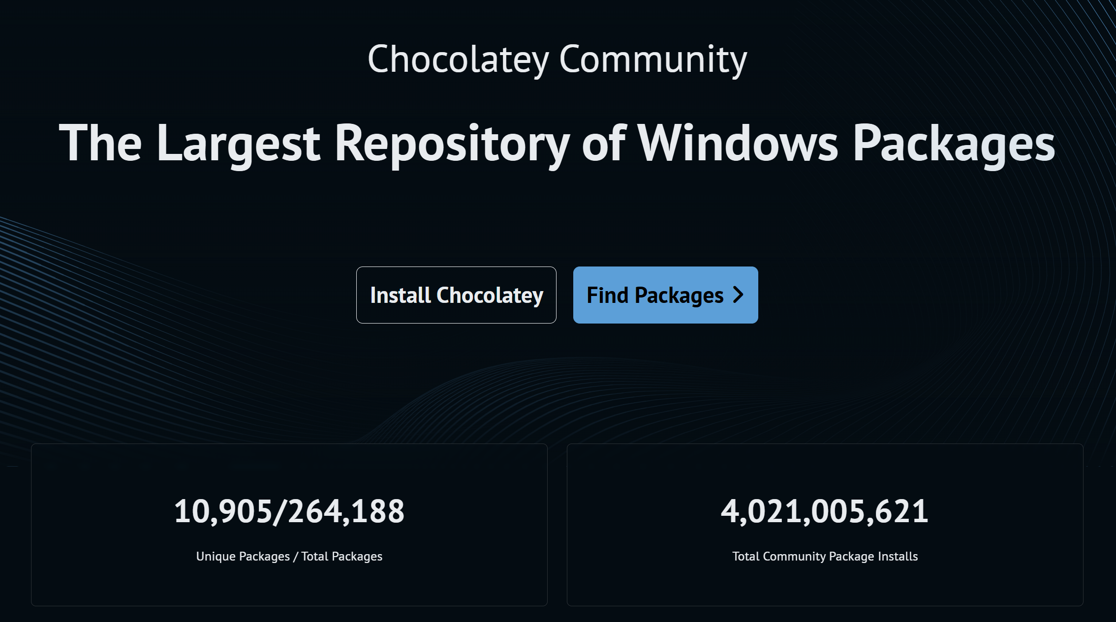 Chocolatey Chocolatey Repository package download counter showing over 4 billion package downloads' Chocolatey Chocolatey Repository package download counter showing over 4 billion package downloads'