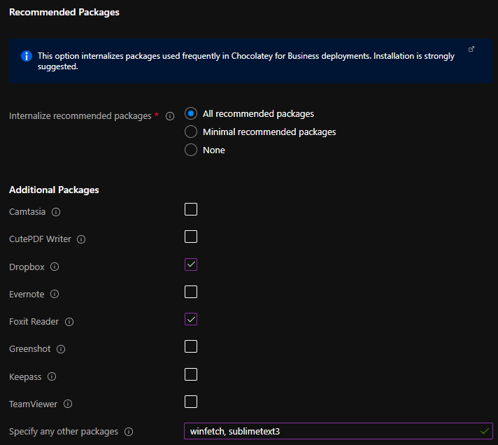 C4B Azure Environment package internalization step