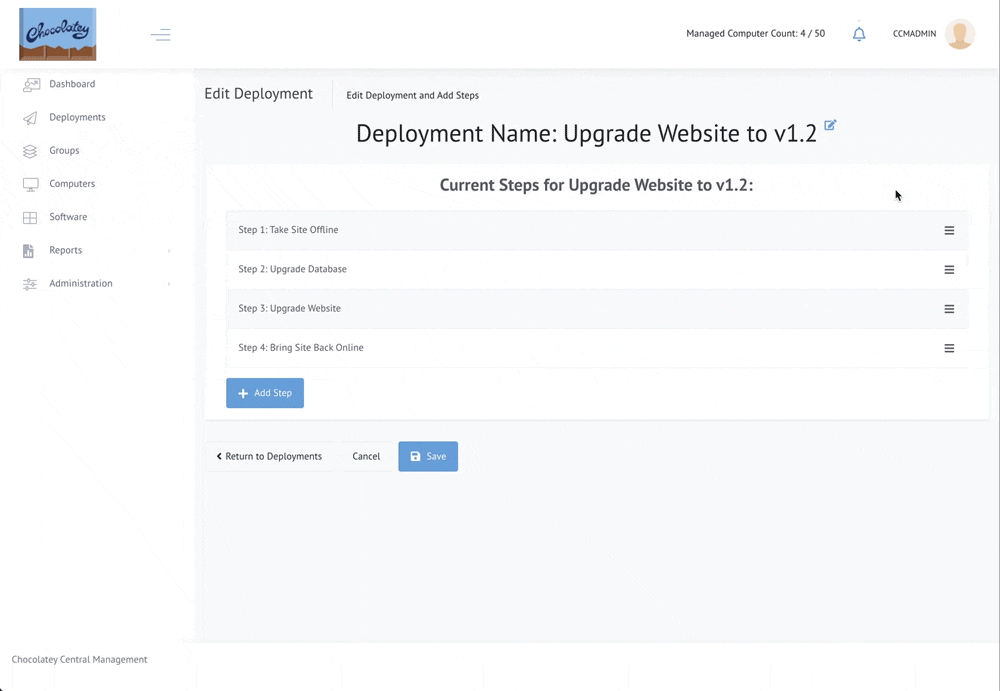 View Deployment - Expand Steps