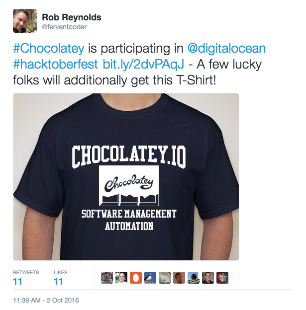 Chocolatey hacktoberfest tweet